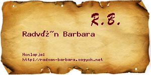 Radván Barbara névjegykártya